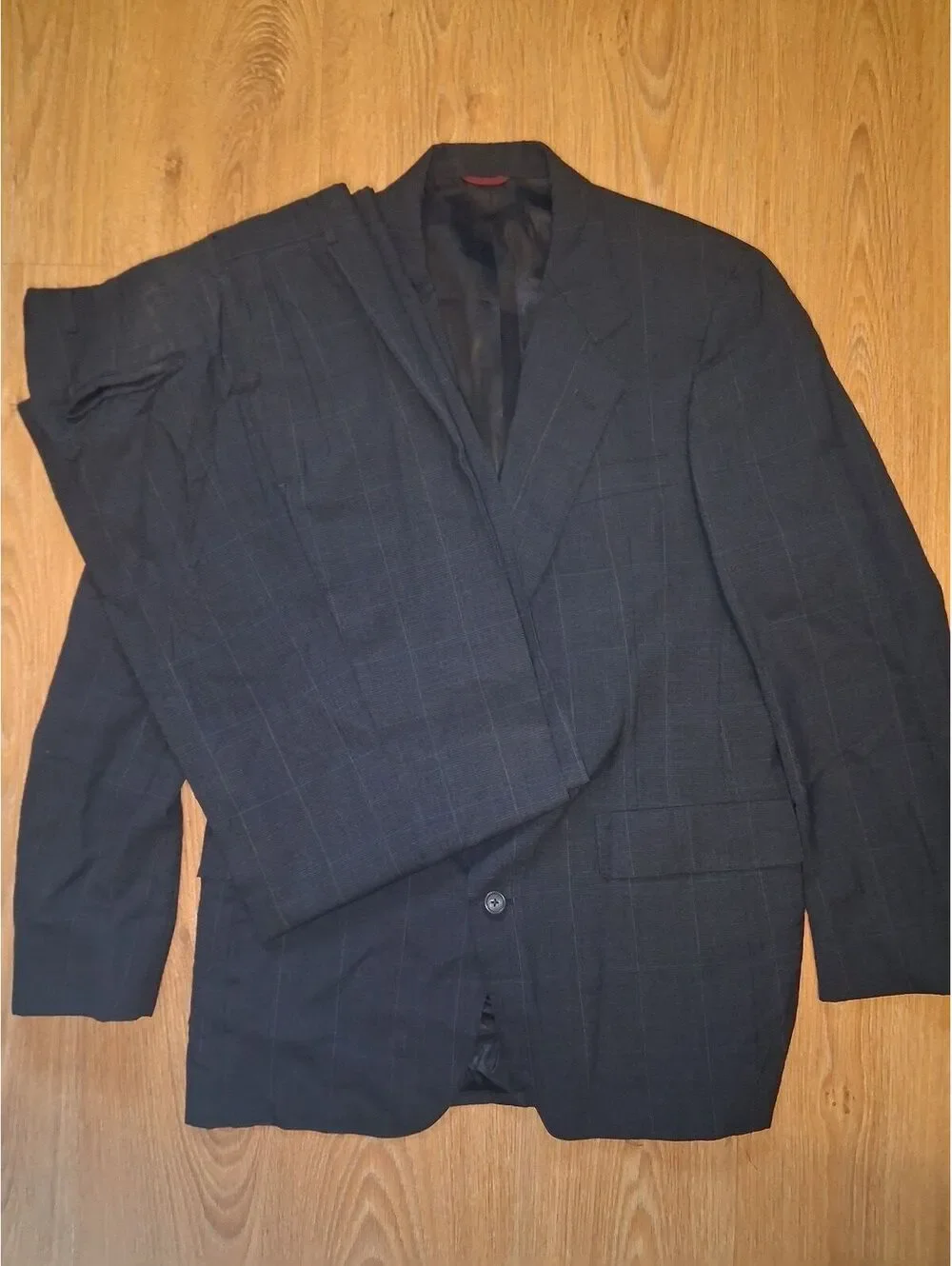 Hart Schaffner Marx 2 PC Suit 40L 30x32 Gray Virgin Wool